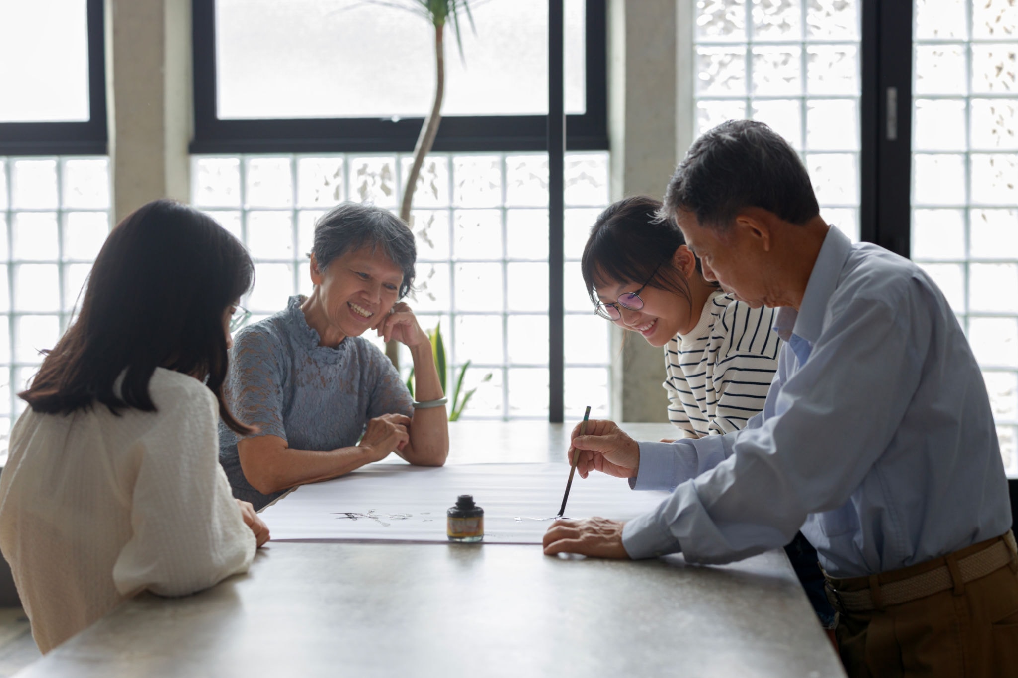 Retirement planning — family gathering at table